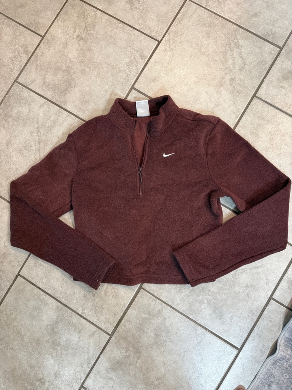 Nike Maroon Half-Zip Fleece Pullover with White Swoosh